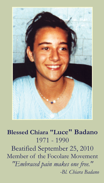 Oct 29th: Blessed Chiara "Luce" Badano Prayer Card
